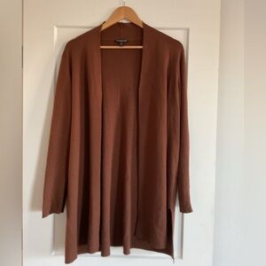 Eileen Fisher Rust Brown Open-Front Long Cardigan